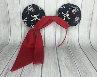 Pirate Inspired Ears Headband, Minnie Ears, Embellished Minnie Ears, Disney Cruise Ears, Pirate Ears, Pirate Headband