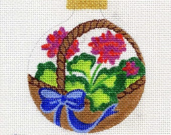 Geranium Basket Needlepoint Ornament - Jody Designs B99