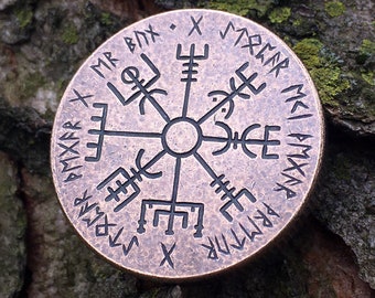 Bronze Vegvisir Wayfinder Thick Coin