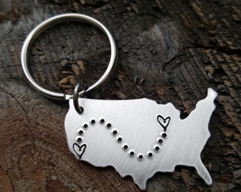 Best Friend gift Long Distance Friendship State keychain USA Map Keychain Long Distance Relationship gift couples gift girlfriend gift BFF