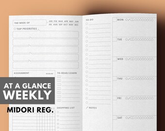 Travelers notebook Insert Printable | Weekly Planner | Printable TN