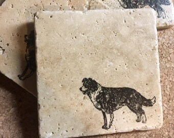 Border Collie Coasters ~ Stone Tile Coasters ~ Set of Coasters ~ Dog Coasters