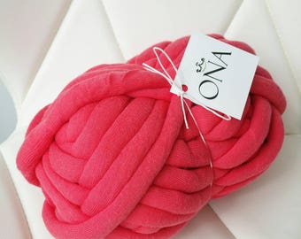 Chunky Cotton Tube yarn Vegan Wool Coral