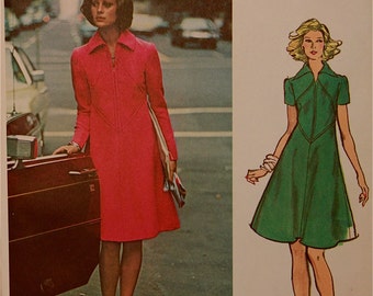 Dress, Bias Insets by Fabiani of Italy - 1970's - Vogue Couturier Design Pattern 2831 Uncut Size 10 Bust 32.5"