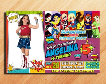 DC Superhero Girls Birthday Invitations, DC Superhero Girls Party Invitations, DC Superhero Girls Invitation, Super Hero Girls Birthday