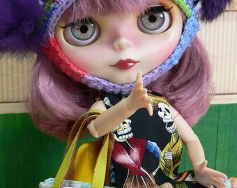 Novelty OOAK beanie and handbag for Neo Blythe doll