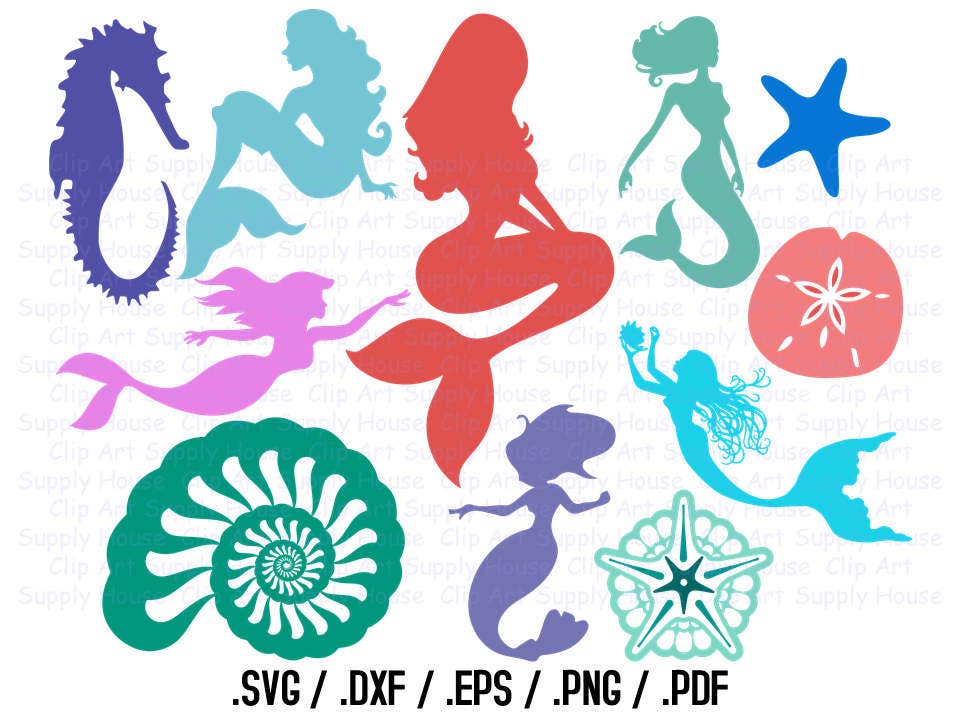 Download Mermaid Svg Files Under the Sea Clipart Sea Shell Svg
