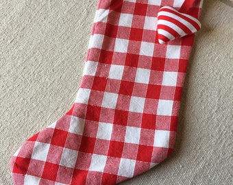 Checkered red Christmas stocking