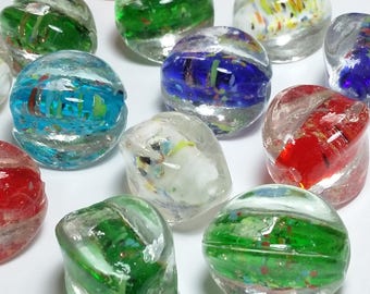 10pcs Chunky Lampwork Beads - Assorted Colour Beads - Speckled Beads - Focal Beads - Handmade Beads - Artisan Beads - ZZZ1442-M