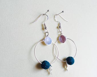 Silver earrings with silver seahorse pendant
