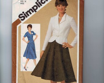 1980s Vintage Sewing Pattern Simplicity 9839 Misses and Petites Flared Skirt Unlined Jacket Suit Size 14 Bust 36 1980 80s UNCUT
