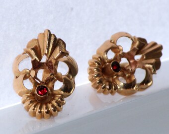 Vintage gold earrings 19.2k with ruby from Portugal