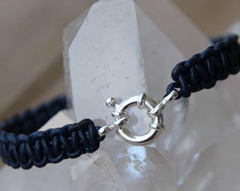 clasp buoy Silver 925 braided leather bracelet