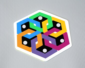 Hex Rings - Hex Cards Set of 24 Cards Original Design for Card Tablet Weaving 6 Holes Hexagon Double Sided Colorful Cardstock UV Coated