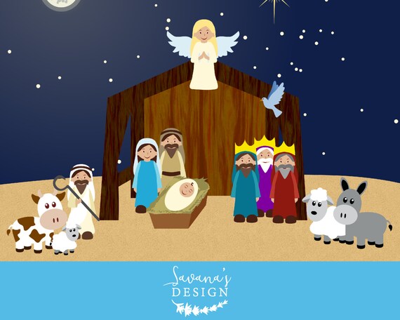 Items similar to Nativity Set Scene, nativity backdrop, nativity