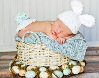 Baby Hat CROCHET PATTERN Animal Hat and Bum Cover Buttercup Bunny Set