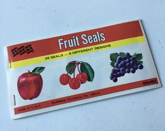 Vintage Eureka booklet gummed fruit seals