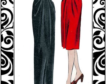 Vintage 1942-ELEGANT EVENING SKIRT-Day Skirt-Sewing Pattern-Peg-Top Silhouette-Soft Drape-Slit-Featured in Vogue Magazine-Size 14-Rare