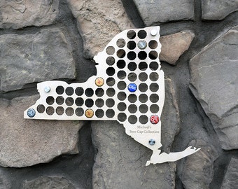 New York Beer Cap Map Perfect For NY Pubs Man Caves or Groomsman Gifts