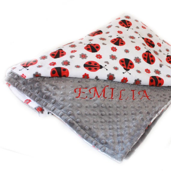 Personalized Baby Blanket Girl, Ladybug Blanket, Minky Baby Blanket Baby Shower Gift, Name Blanket, Baby Gift, Baby Girl Receiving Blanket