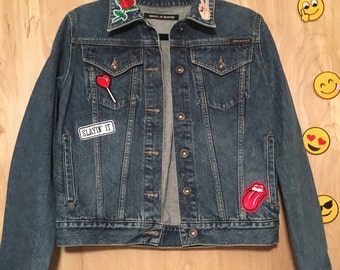 Handmade Vintage Patches Guns  and Roses  Levis  denim Jacket