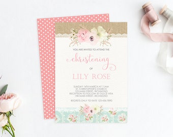 Shabby Chic Invitations For Bautismo 8