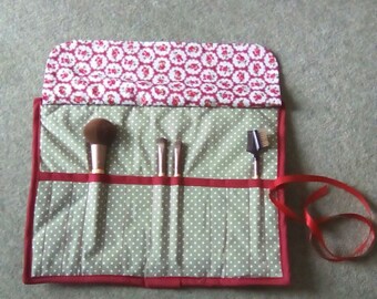 Make up brush travel roll Cath Kidston theme fabric
