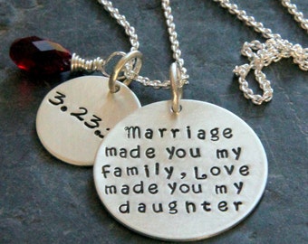 Gift For Daughter In Law, Marriage Made You My Family, Gift from Stepmother, Stepdaughter, Marriage, Mother, Gift from Groom's Mom,Wedding