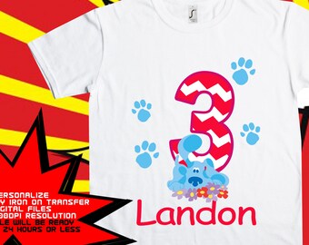 Blue Clue Iron On Transfer , Blue Clue Birthday Shirt DIY , Boy Birthday Shirt DIY , Blue Clue Shirt DIY , Personalize Name , Digital File