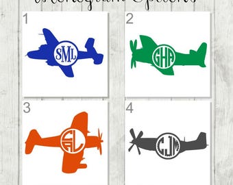 Airplane Monogram Decal, Airplane Decal, Boys Monogram Decal, Vinyl Decal