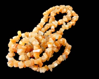 Agate Quartz Necklace Peach Orange Chips