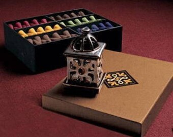Partylite Distant Lands Incense holder with box of assorted cone incense