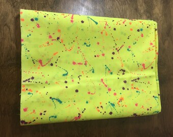 Vintage Retro Fabric 44" x 3 yards Bright Neon Yellow with Paint splatter