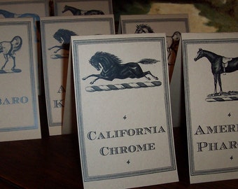 Equestrian Kentucky Derby Winners Horse Race Table Number Cards Kraft / Cream Set 22 Horse Wedding Decor Party Dinner Crown Racing Rehearsal