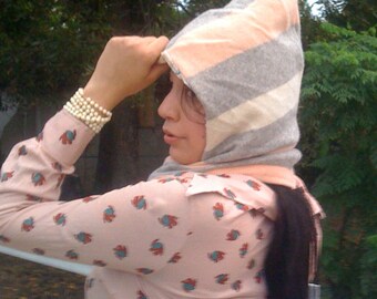 Stripes and Tennis Hoodie Cowl Scarf