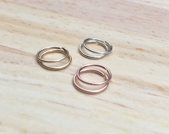 8mm Gold cartilage ring, 20g Nose ring hoop, Rose gold hoop earrings, 6mm gold hoop cartilage earring set Tiny gold hoop earring Silver 10mm