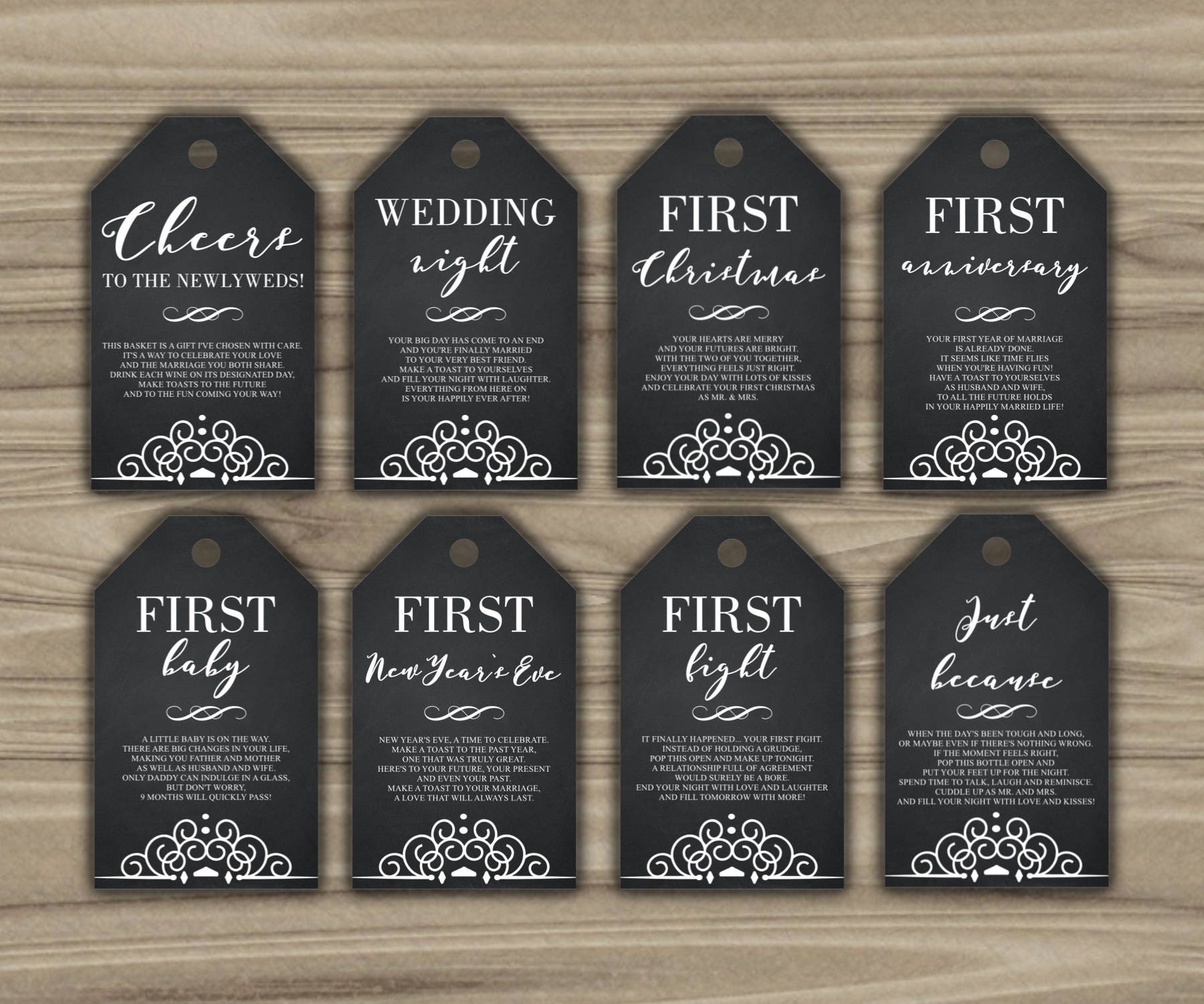 Milestone Wine Tags Bridal Shower Gift Basket Tags First Milestone Wine Tags Bridal Shower Gift Basket Tags First
