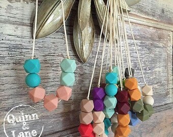 Silicone Teething Necklace CHOOSE Colour - Bite Beads Nursing Necklace Jewelry - Teether Chewing Beads - Chew Jewelry Beads - Bitty Bites