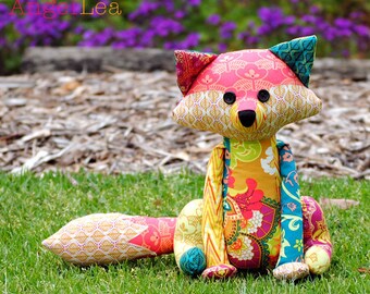 Fox Softie PDF Sewing Pattern, Francie the Fox Stuffed Animal Pattern, Patchwork Fox Pattern