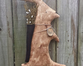 Primitive Grunged Rabbit - Easter Bunny - Handmade - Wall Hanging/ Shelf Sitter/Cupboard Doll - FAAP. HAFAIR, OFG, TeamHaHa