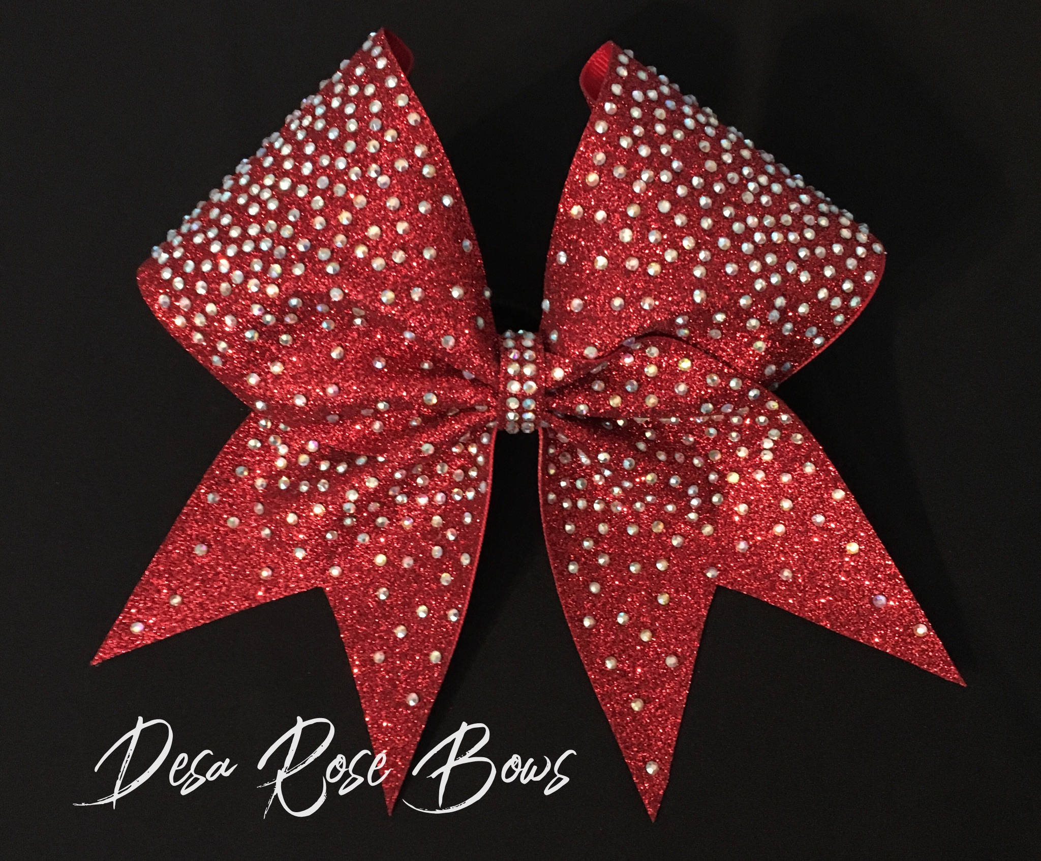 Red Glitter Rhinestone Cheer Bow