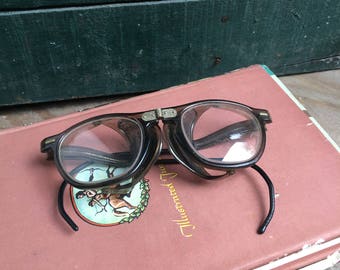 Vintage Safety Glasses - Willson Goggles - Willson Glasses - Industrial Decor - Steampunk Decor - Folding Glasses