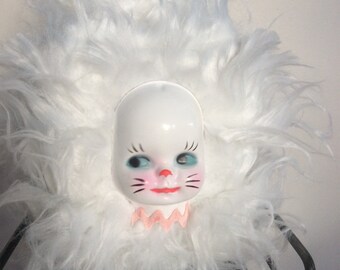 White Kitten Faux Fur Tissue Box Cover
