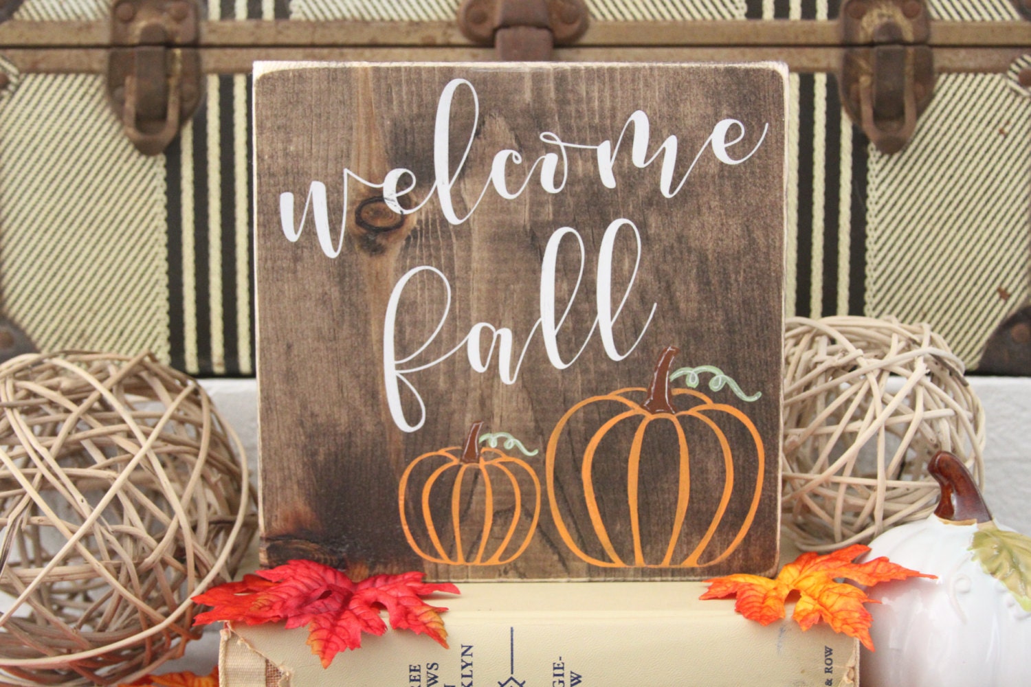 Welcome Fall Fall Sign Pumpkin Sign Small Wood Sign