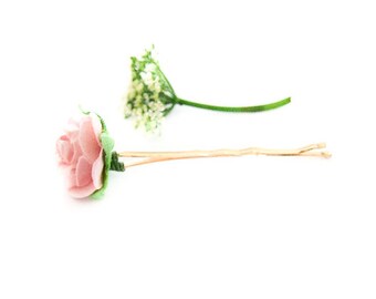 Pink Rose Bobby Pin, Rose Hair Pin, Flower Clip, Pink Rose Hair Clip, Flower Bobby Pin