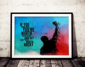 Rocky Inspirational Quote Fan Art Poster, Original Rocky Painting Print, Motivation Rocky Poster, Rocky Wall Decor, Rocky Balboa Art Print