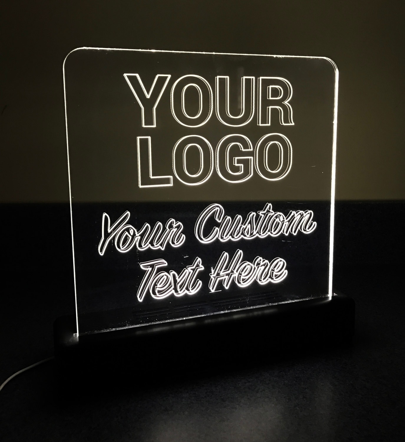 Custom Acrylic Light Up Sign Laser Engraved Desk Model