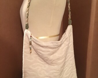 Tote Bag.Purse.Large Size.Strap with Zipper and Beaded Tassel.