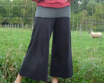 Womens Organic Clothing Wide Leg Gauchos Organic Cotton Bamboo Maternity Pants Yoga Culottes Petal Pants Clam Diggers Dance Pants Workout