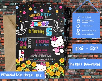 Hello Kitty Invitation,Hello Kitty Party,Hello Kitty Birthday,Hello Kitty Birthday Invitation,Hello Kitty Printable,Hello Kitty Invite-SL194